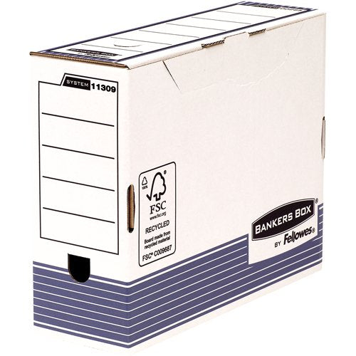 Fellowes Caja De Archivador Blanco Y Azul Definitivo Automático A4, 100mm (Pack De 10 Unidades)