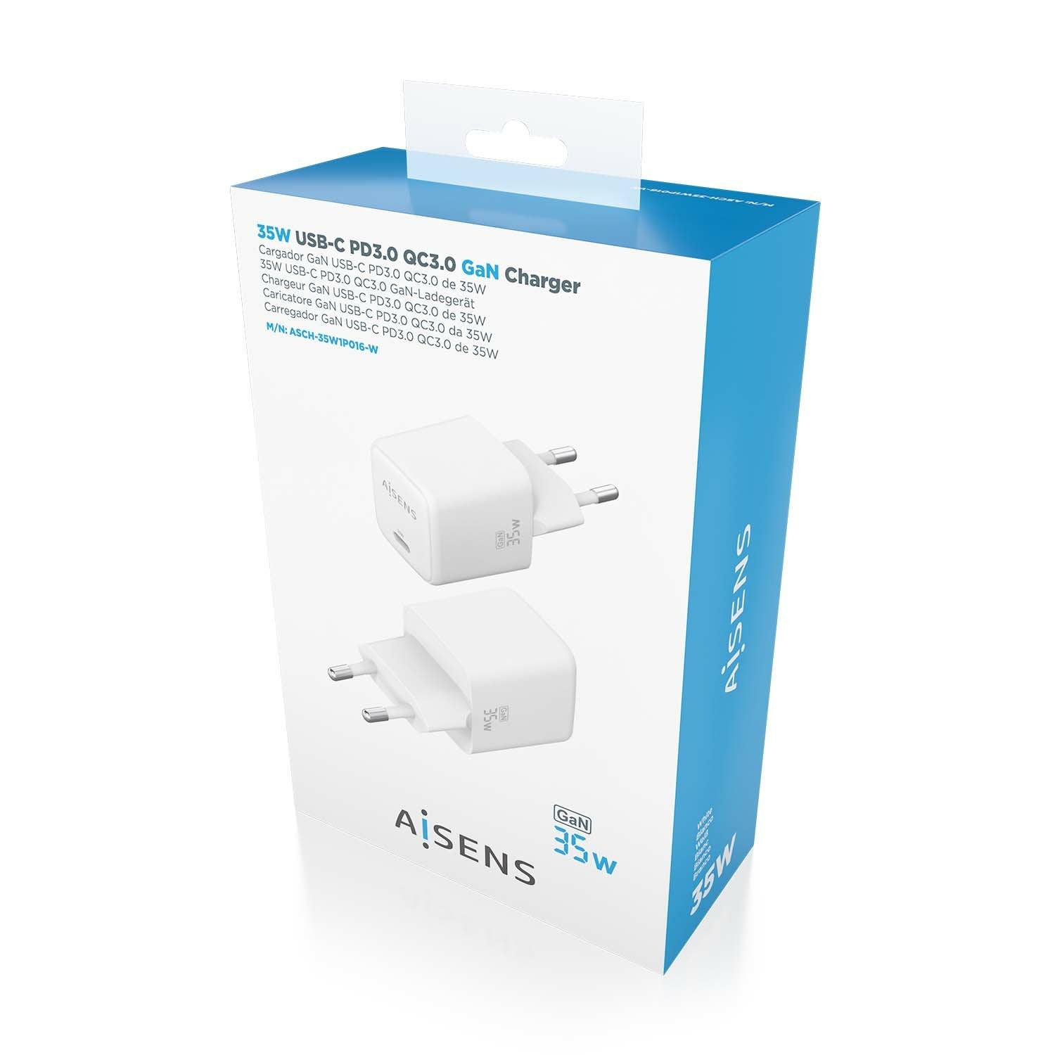 Aisens Cargador Gan 35w - 1xusb-C Pd3.0 Qc4.0 - Blanco