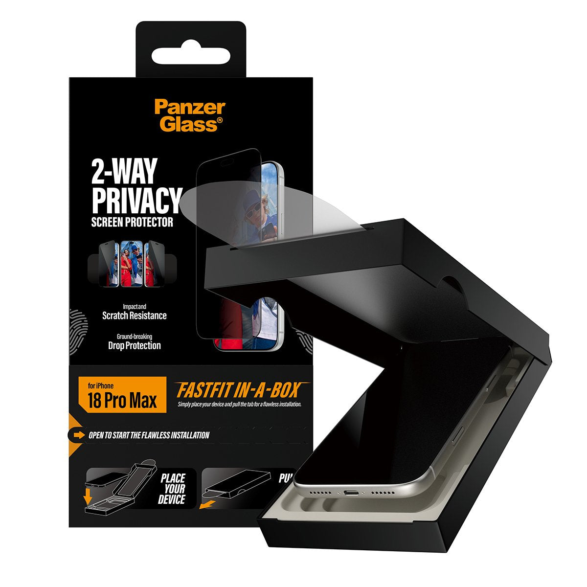 Panzerglass 2-Way Privacy 17/18 Pro Max Ultra Wide Fastfit Box