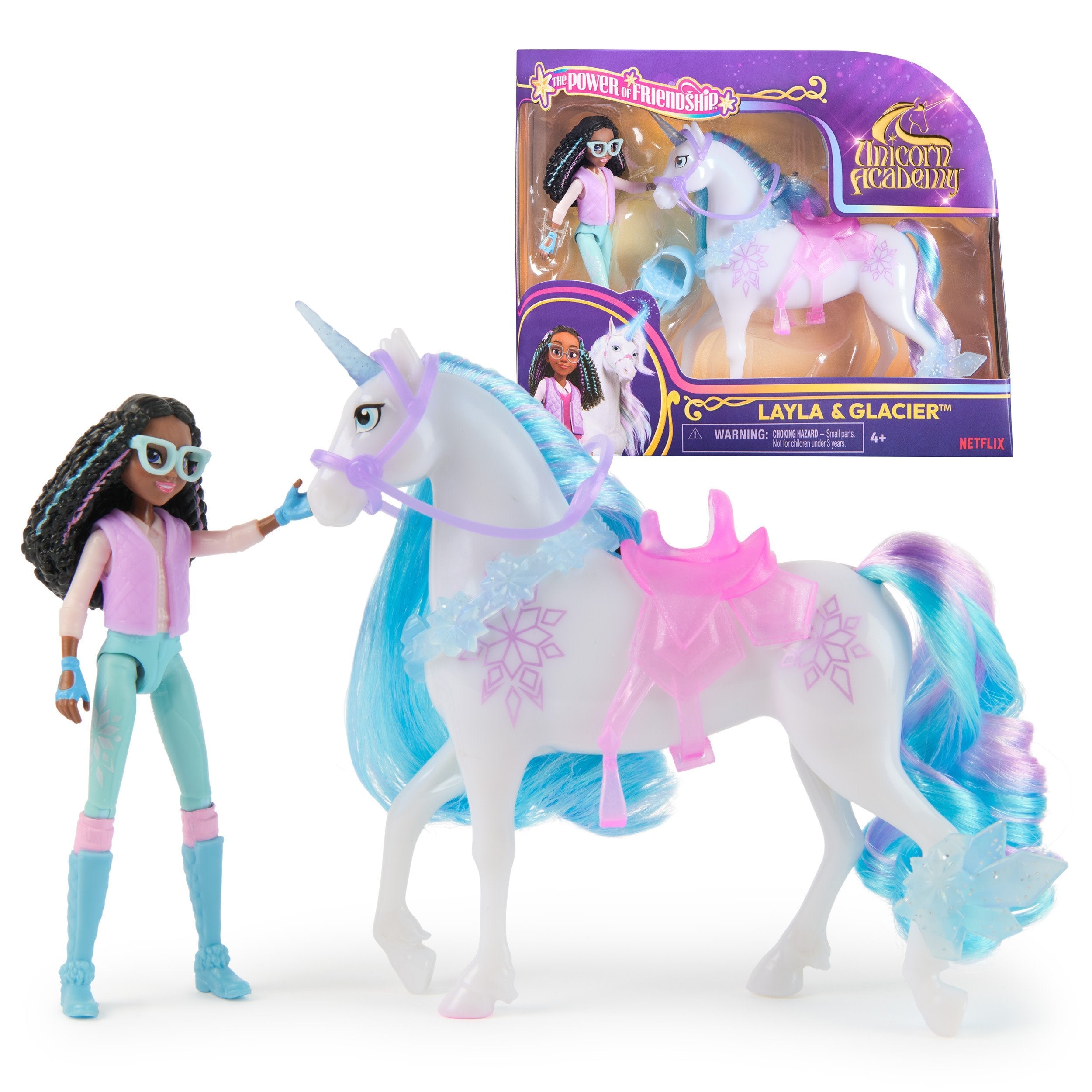 Spinmaster Unicorn Academy - Layla Und Einhorn Glacier (Mit Echter Mähne Und Schweif Sowie Bürste) 6072675