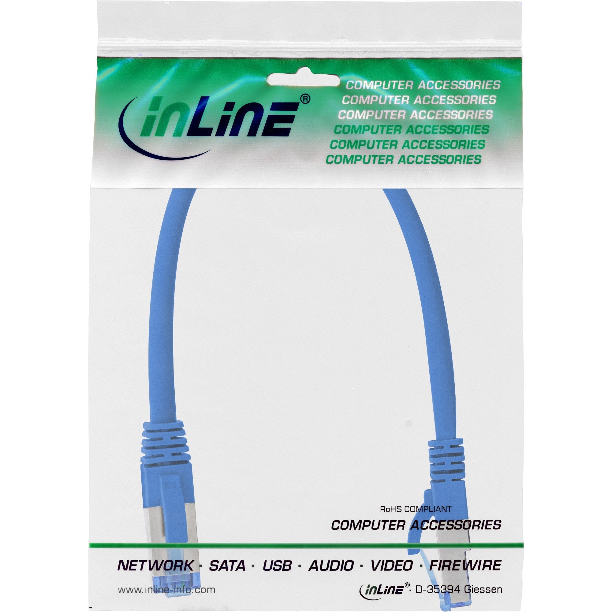 Inline® Cable De Red S/Ftp Pimf Cat.6a Halogen Free 500mhz Azul 0.25m