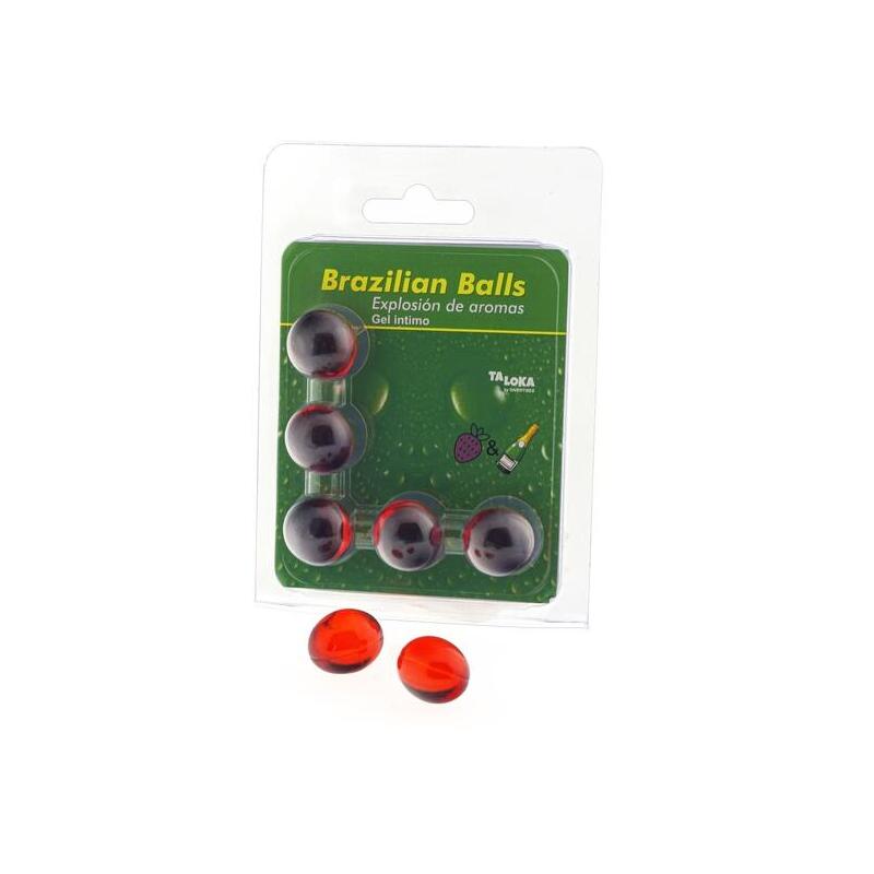 5  Brazilian Balls Explosion De Aromas Gel Intimo - Fresa Y Champán
