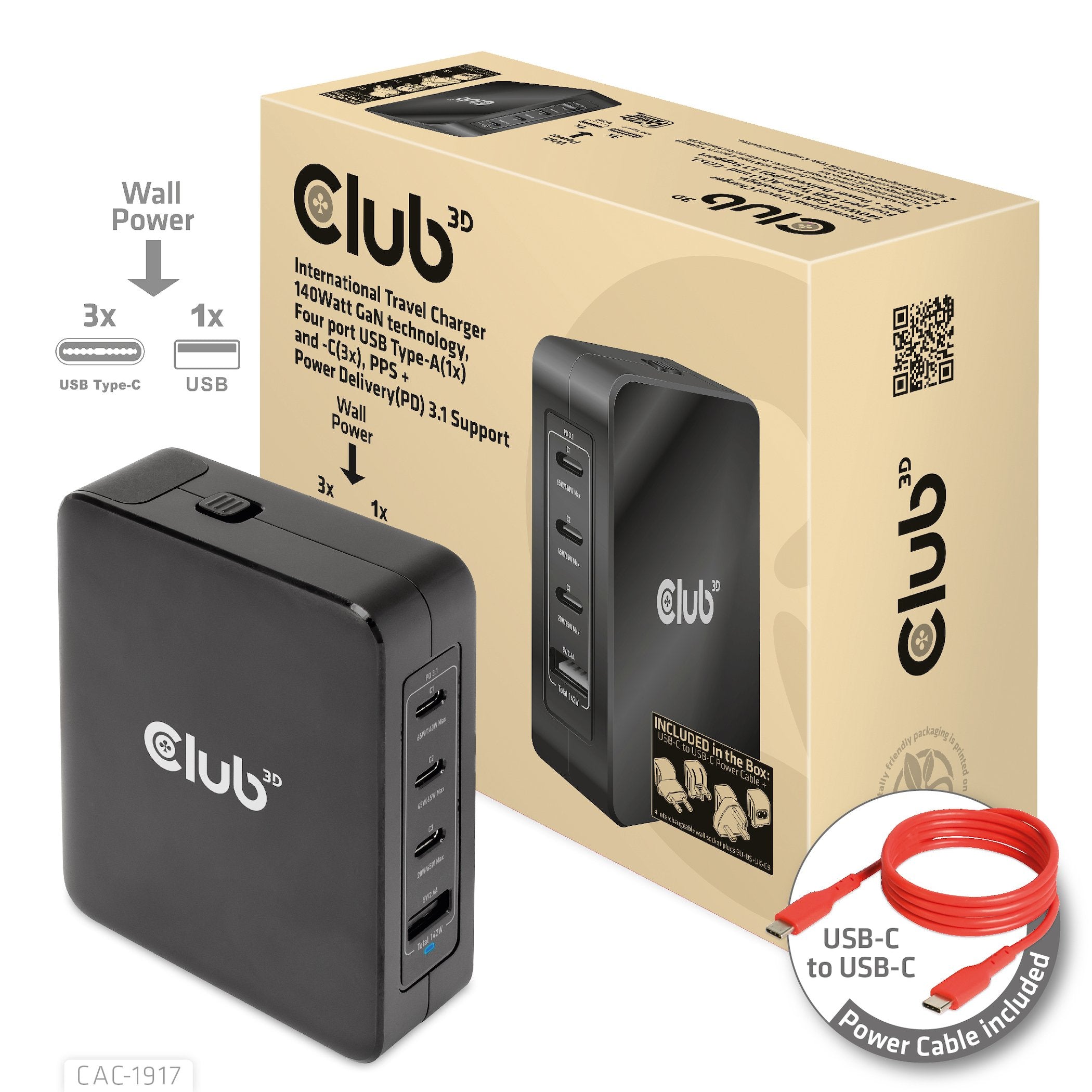 EAN 8719214472733 - CLUB3D CAC-1917 unidad de fuente de alimentación 140 W imagen 1