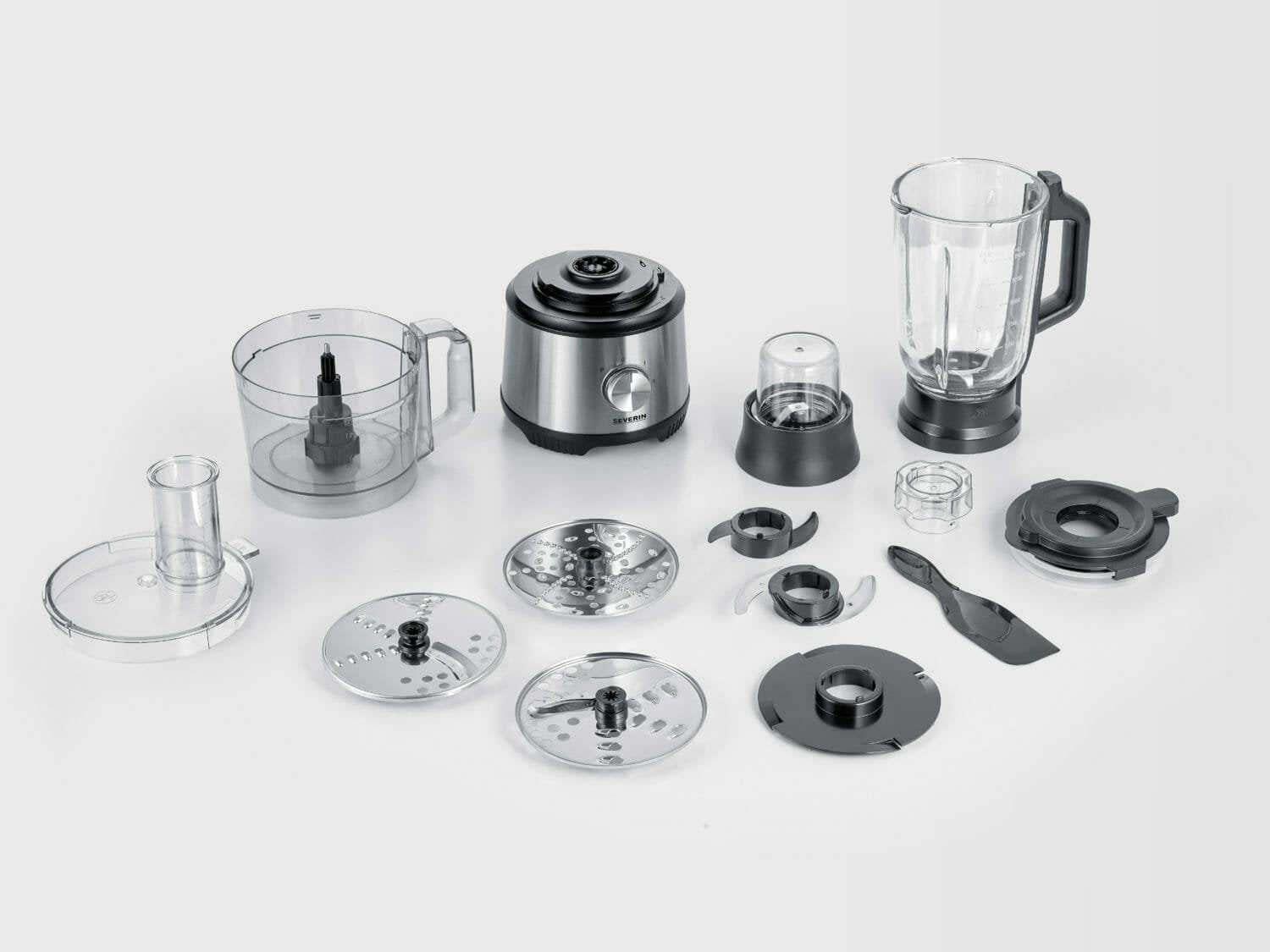 Severin Km 3892 Robot De Cocina 1200 W 1,5 L Negro, Acero Inoxidable, Transparente