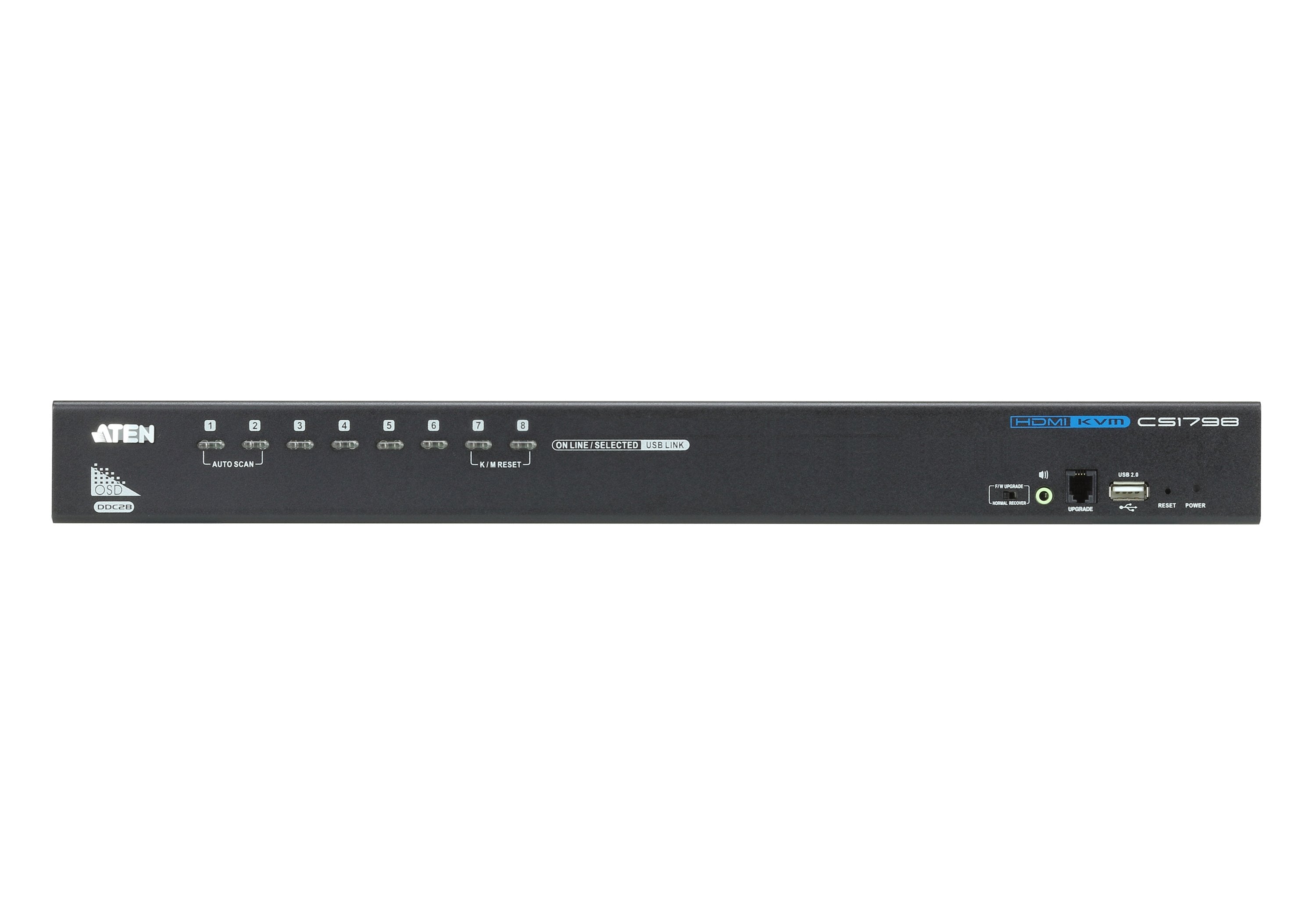 Switch Kvmp, Aten, 8 Puertos, Cs1798, Hdmi, Usb 2.0, Audio, Negro