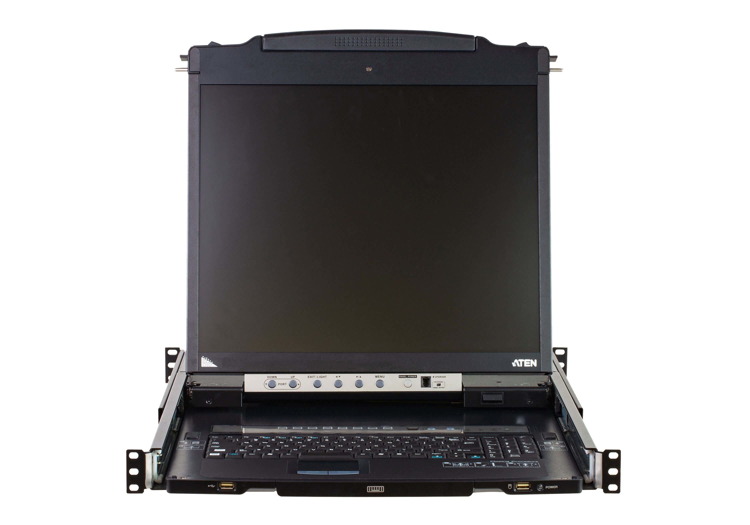 Consola Lcd Dual Rail Con Switch Kvm Integrado Vga Ps/2-Usb De 8 Puertos (Teclado Ingles Usa)