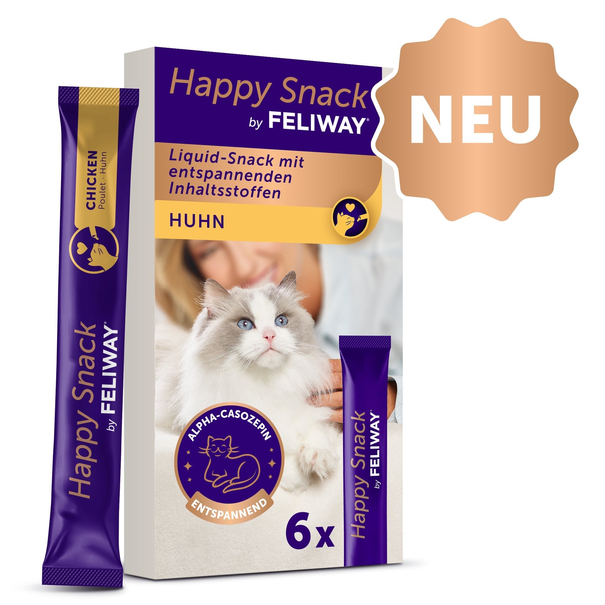 Goma Para Gatos Ceva Feliway Happy Snack Chicken  6x15g