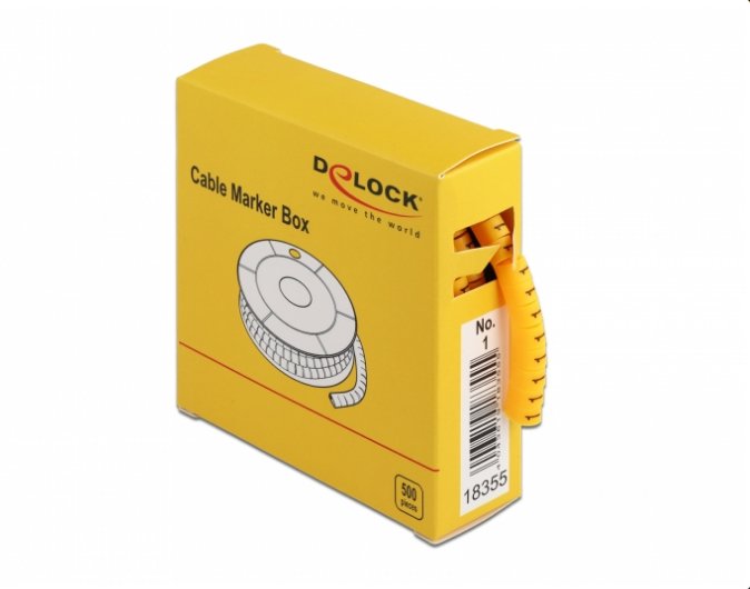 Delock Cablemarker Box, Nr: 1, Gelb, 500 Stück