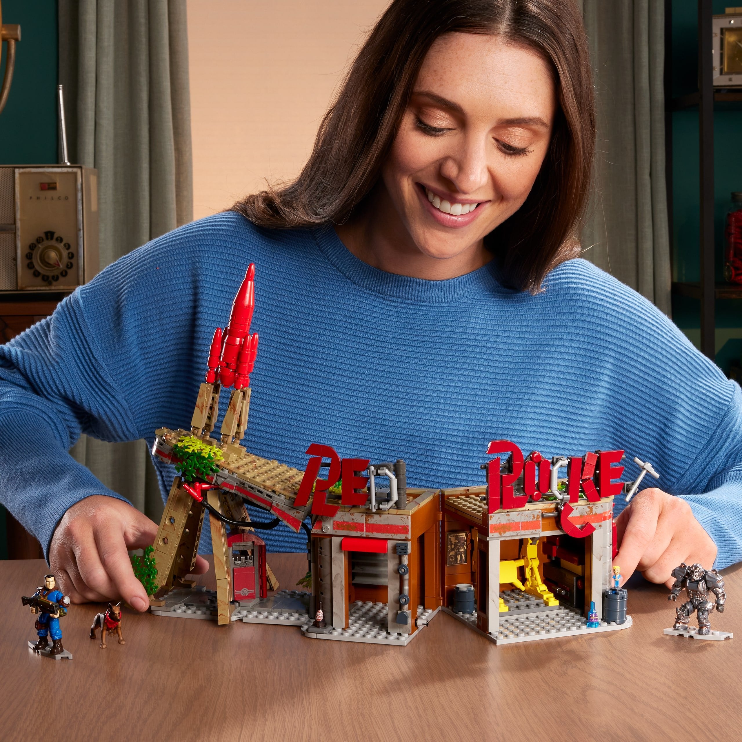 Mattel Mega Fallout Red Rocket Truck Stop, Juguete De Construcción   Hxt00