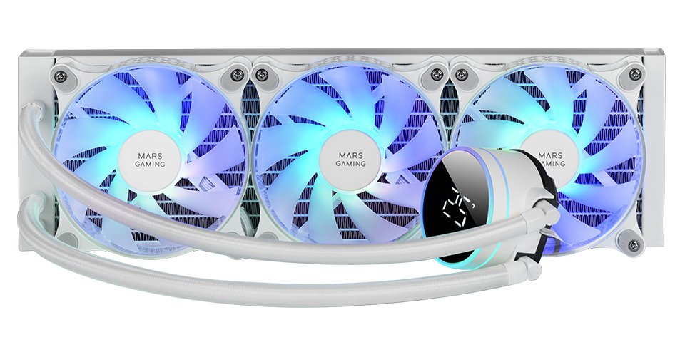 Refrigeracion Liquida Frgb Ml-Lcd 360 Blanco Mars Gaming 360mm/ Iluminación Argb/ Pantalla Lcd Con Monitoreo De Temperatura/ Tdp Hasta 600w