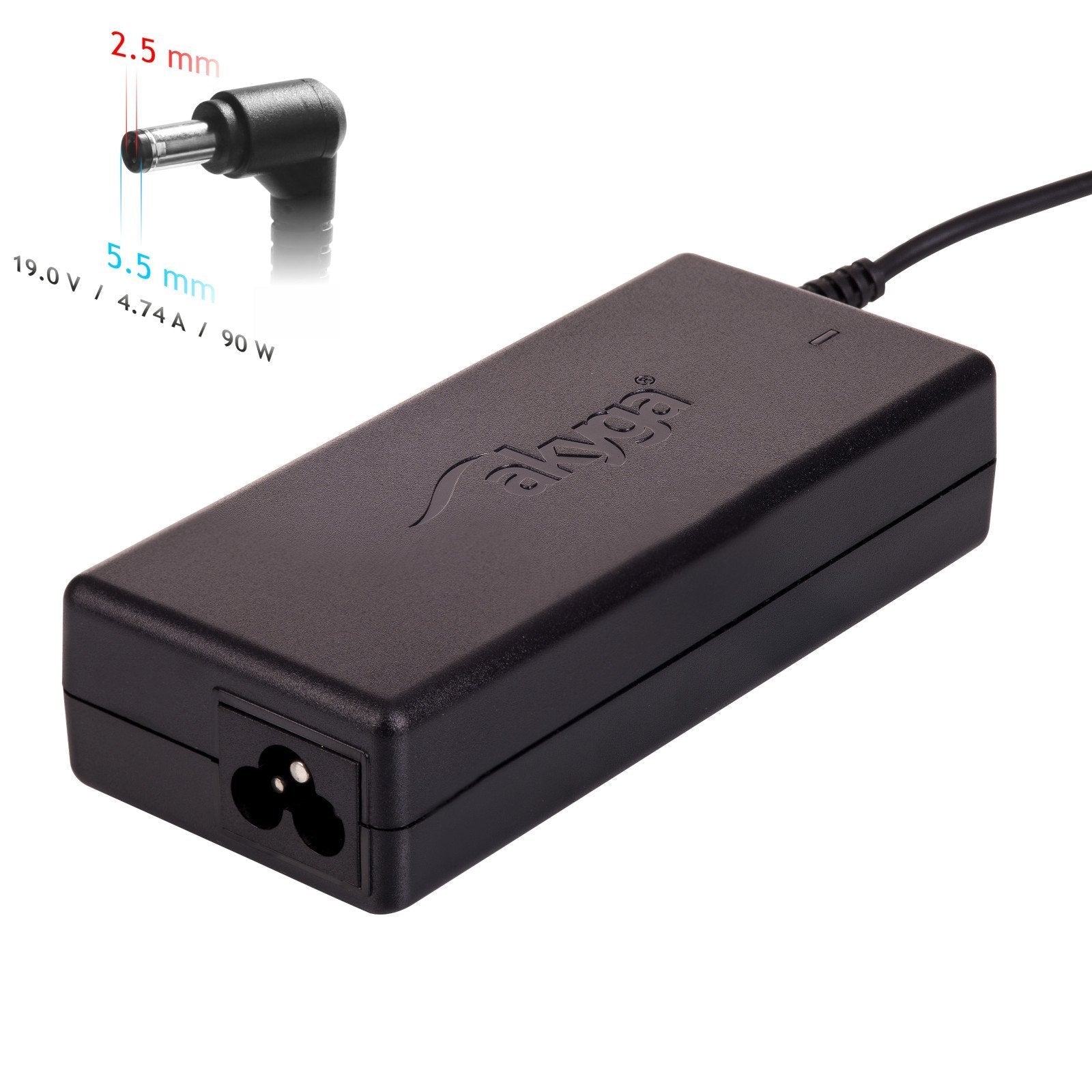 Cargador Portátil Akyga 19v 4.74a 90w [5.5 * 2.5 Mm] Asus / Dell / Toshiba / Hp / Compaq / Lenovo