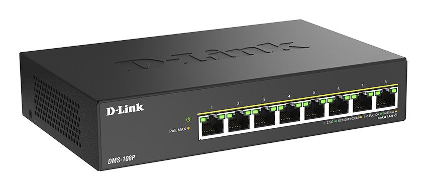 Switch No Gestionable Dlink Dms-108p 8p Multigigabit Poe++ 2,5g Carcasa Metalica Sobremesa No Rack