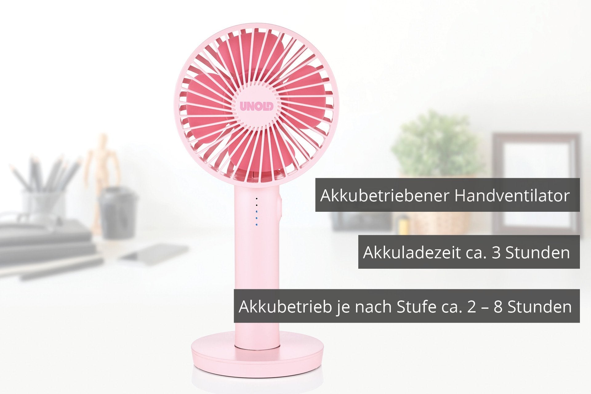 86624 Handventilator Breezy Ii Pink 4w 5 Geschwindigkeitsstufen Ø10cm