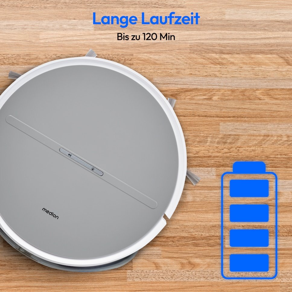 Medion Md18035 E35 Sw  (Blanco/Gris, Saugroboter Mit Wischfunktion) 50076258