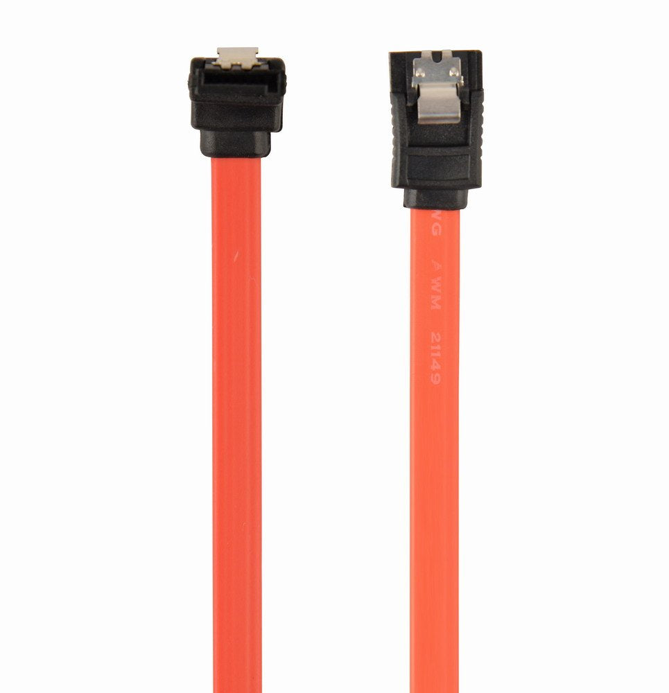 Gembird Cc-Satam-Data90-0.3m Serial Ata Iii 30 Cm Cable De Datos Con Clips Metálicos Doblados A 90 Grados Rojo