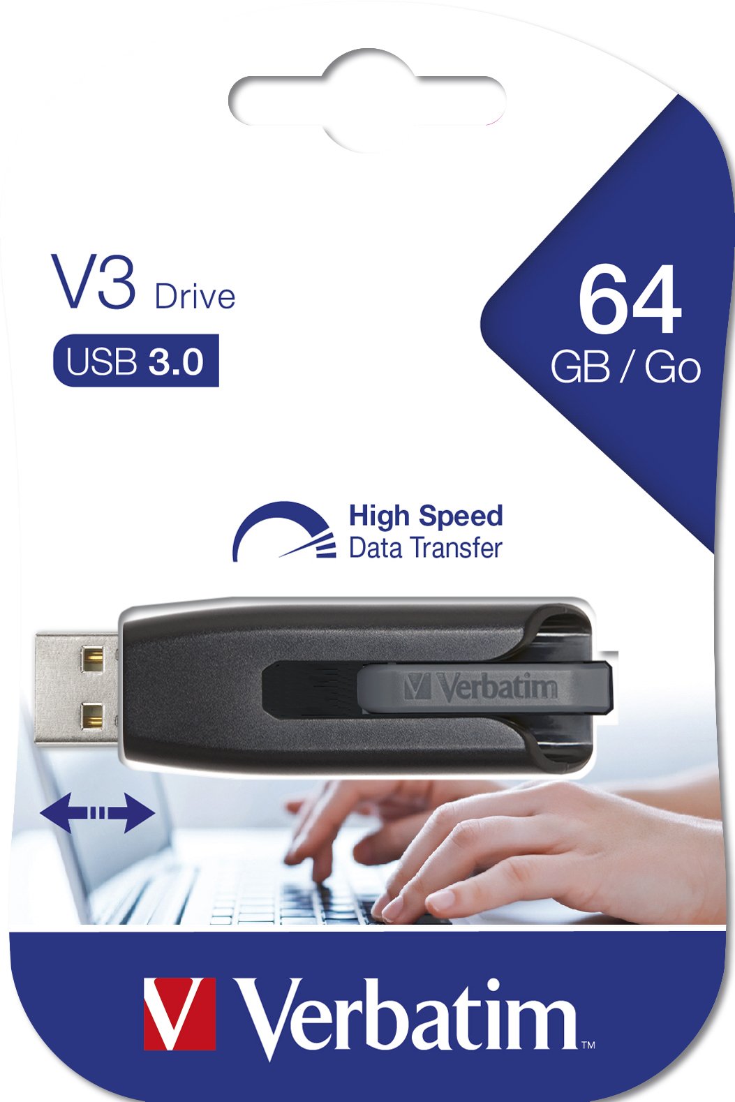 EAN 0012302533858 - Verbatim V3 unidad flash USB USB tipo A 3.2 Gen 1 (3.1 Gen 1) Negro, Gris imagen 4