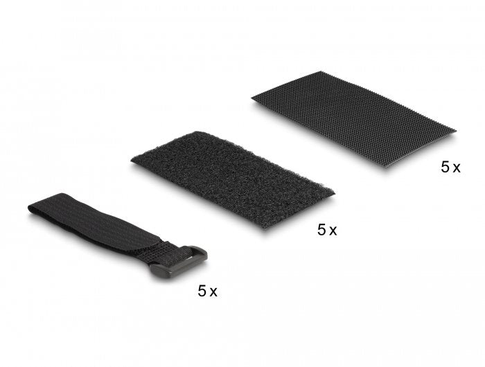 Delock Klettpad Autoadhesivo Con Klett-Kabelbinder Set 10 Piezas Negro
