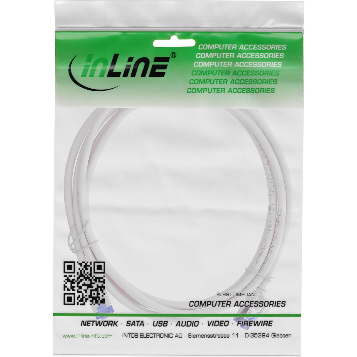 Inline® Cable De Red Slim, Cat.6a, S/Ftp, Tpe (Lszh) Flexible, Poe, Gris, 15m