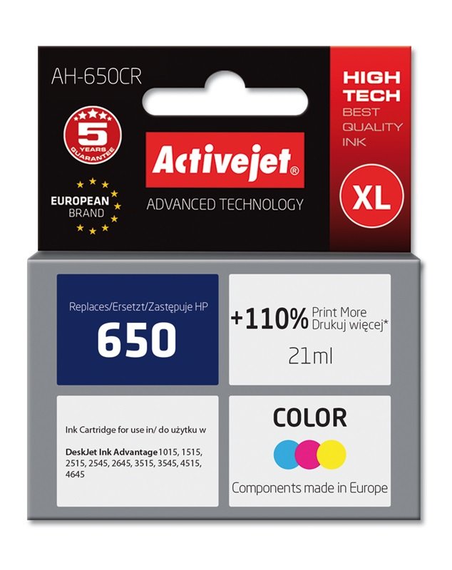 EAN 5901443097150 - Activejet AH-650CR cartucho de tinta 1 pieza(s) Compatible Alto rendimiento (XL) Cian, Magenta, Amarillo imagen 1