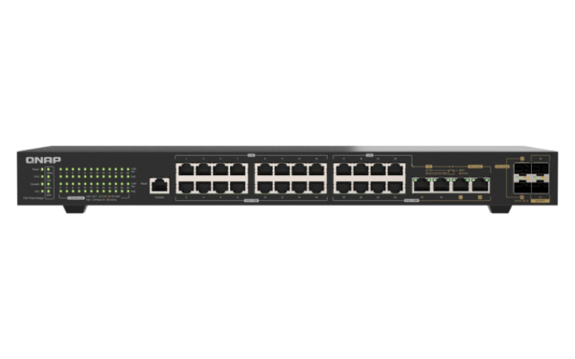 Qnap Qsw-M2130p-2c2s26t, Managed, L2, 2.5g Ethernet (100/1000/2500), Power Over Ethernet (Poe), Montaje En Rack, 1u