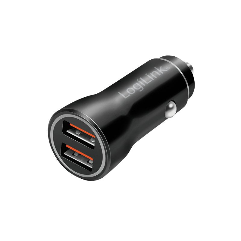 Logilink Car Charger, 2 Port, 10.5w, Illuminated, Negro