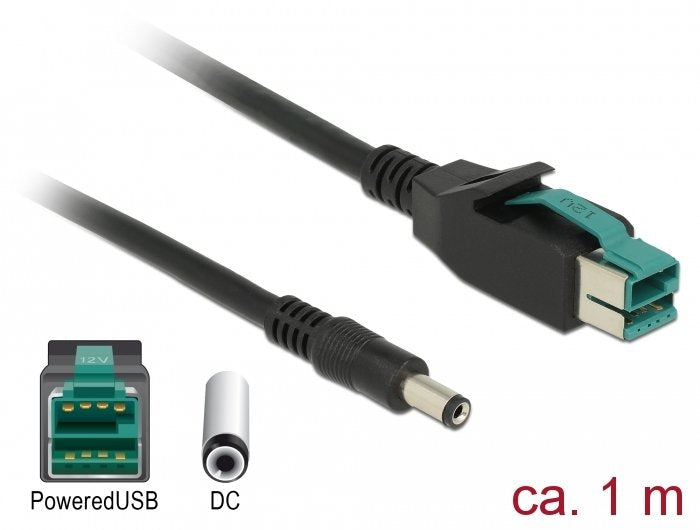 Delock 85497 Cable Usb Alimentado 12 V> Cc 5,5 X 2,1 Mm Macho 1 M Para Terminales E Impresoras Pos
