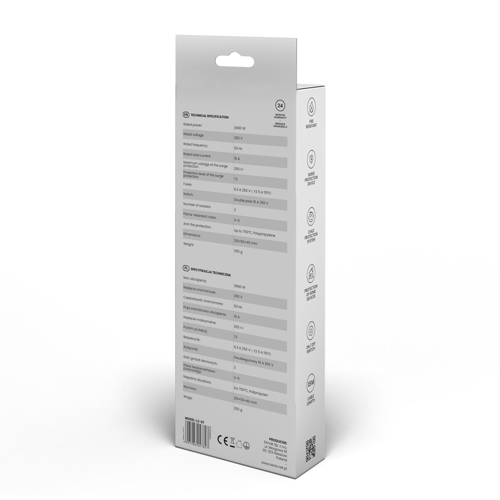 Regleta Power Strip 3-Way Savio