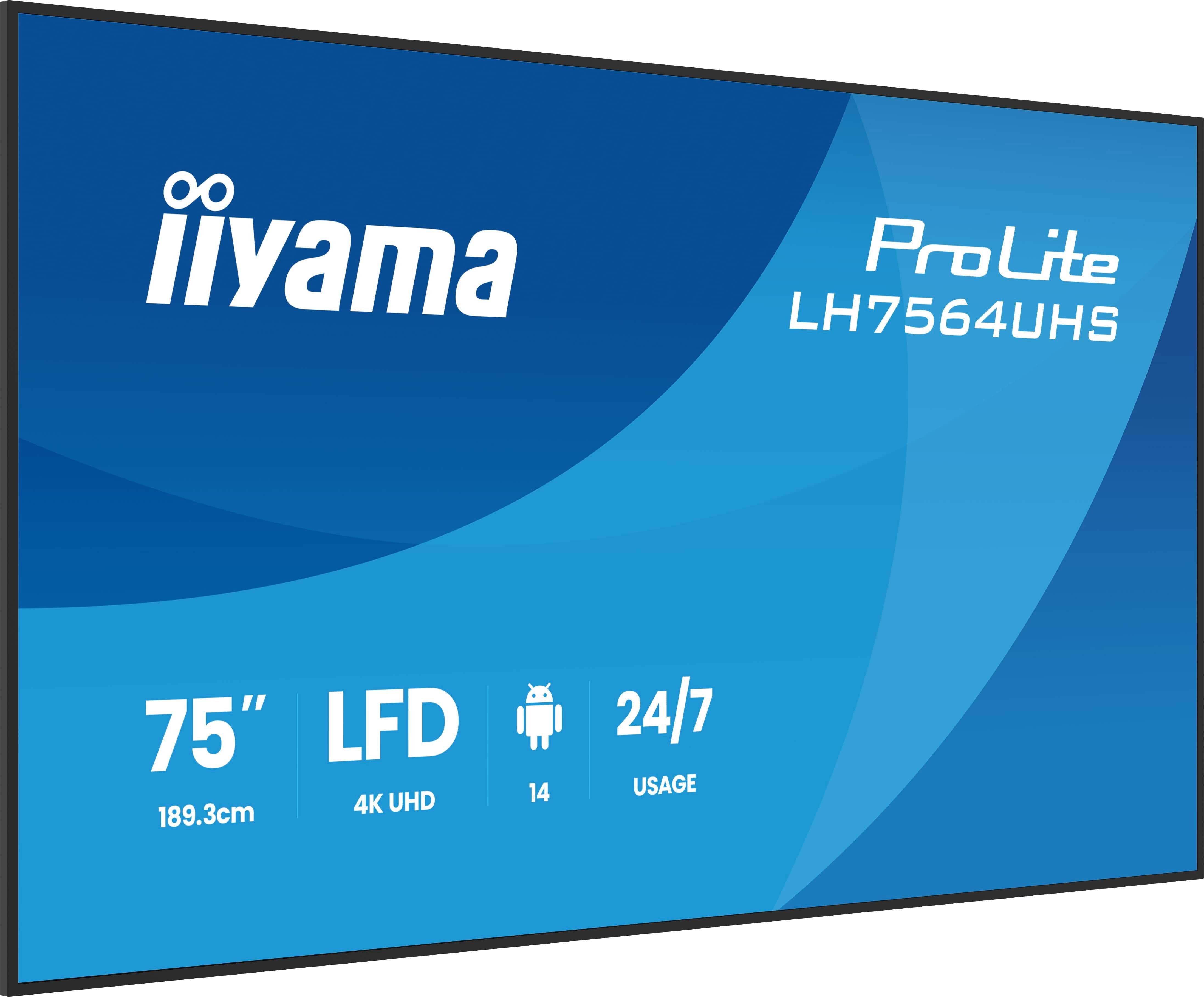 EAN 4948570125333 - iiyama LH7564UHS-B1AG pantalla de señalización Pantalla plana para señalización digital 190,5 cm (75") Wi imagen 4