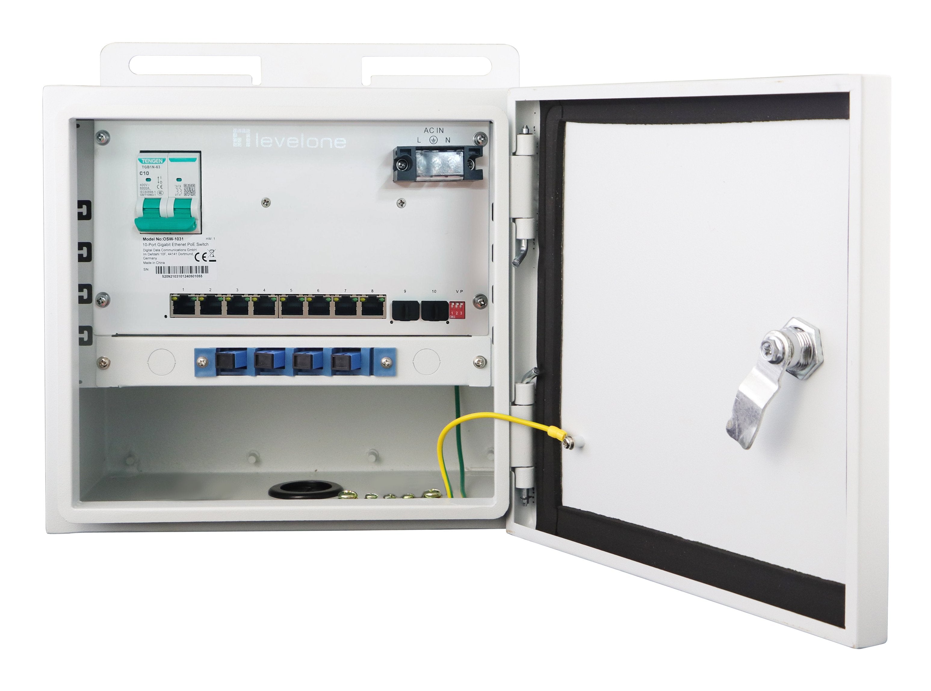 Levelone Switch 10x Ge Osw-1031, 8x Outputs 802.3at Af Poe