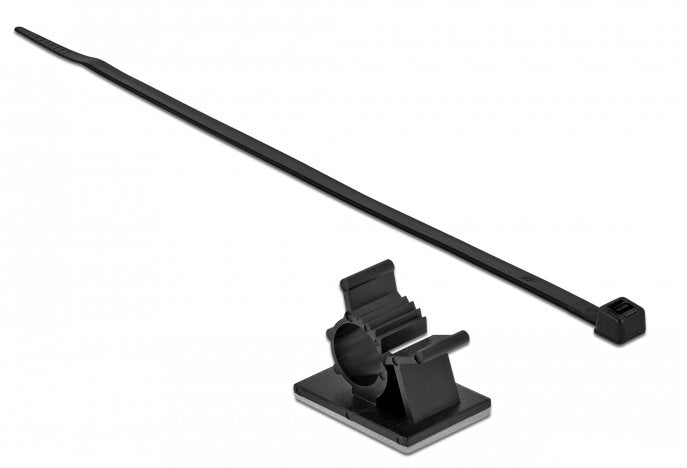Delock Cableklemme 37 X 18 Mm Mit Cablebinder L 300 X B 4,8 Mm Schwarz