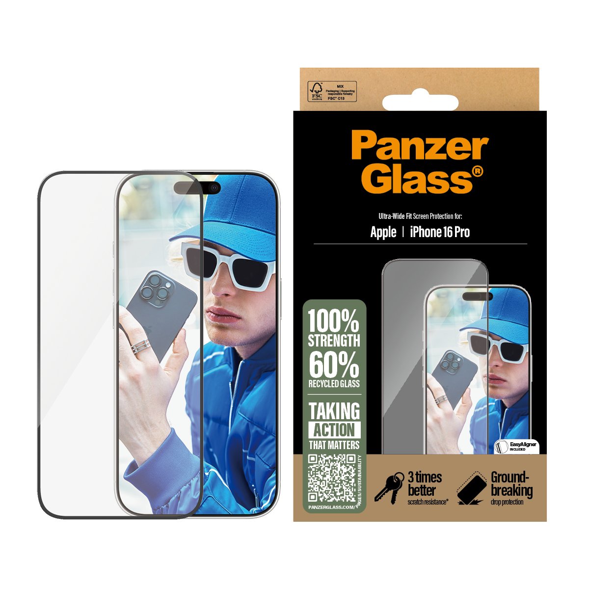 EAN 5715685002380 - PanzerGlass ® Screen Protector iPhone 16 Pro | Ultra-Wide Fit Protector de pantalla Apple 1 pieza(s) imagen 2
