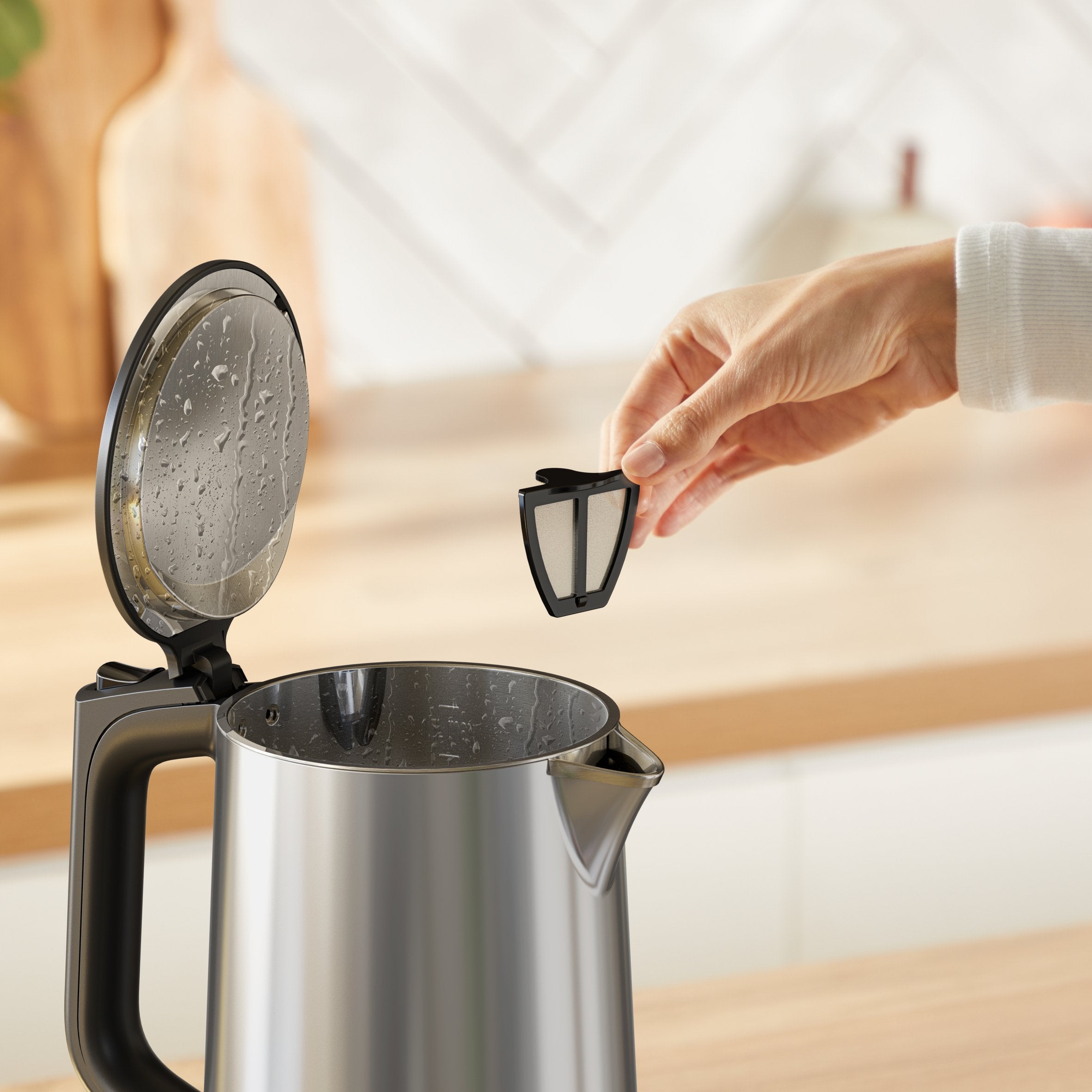 EAN 3045387297558 - Tefal Selection KI871DE0 tetera eléctrica 1,7 L 1500 W Negro, Acero inoxidable imagen 9