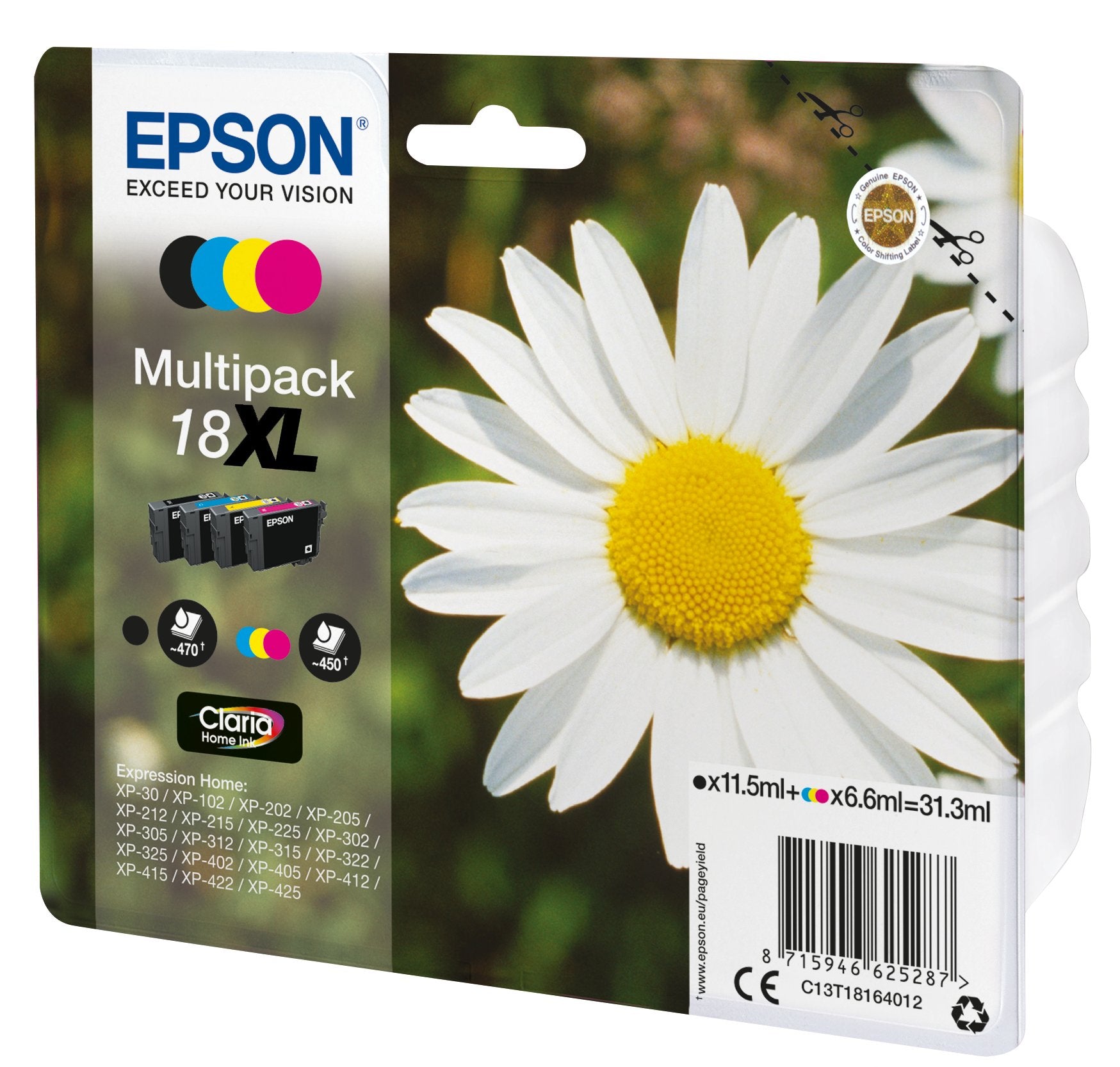 EAN 8715946625294 - Epson Daisy C13T18164022 cartucho de tinta 1 pieza(s) Original High (L) Yield Negro, Cian, Magenta, Amari imagen 1