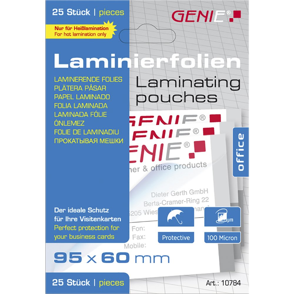 Fundas Plamificadoras Genie 25 En Formato Tarjeta De Visita - Láminas