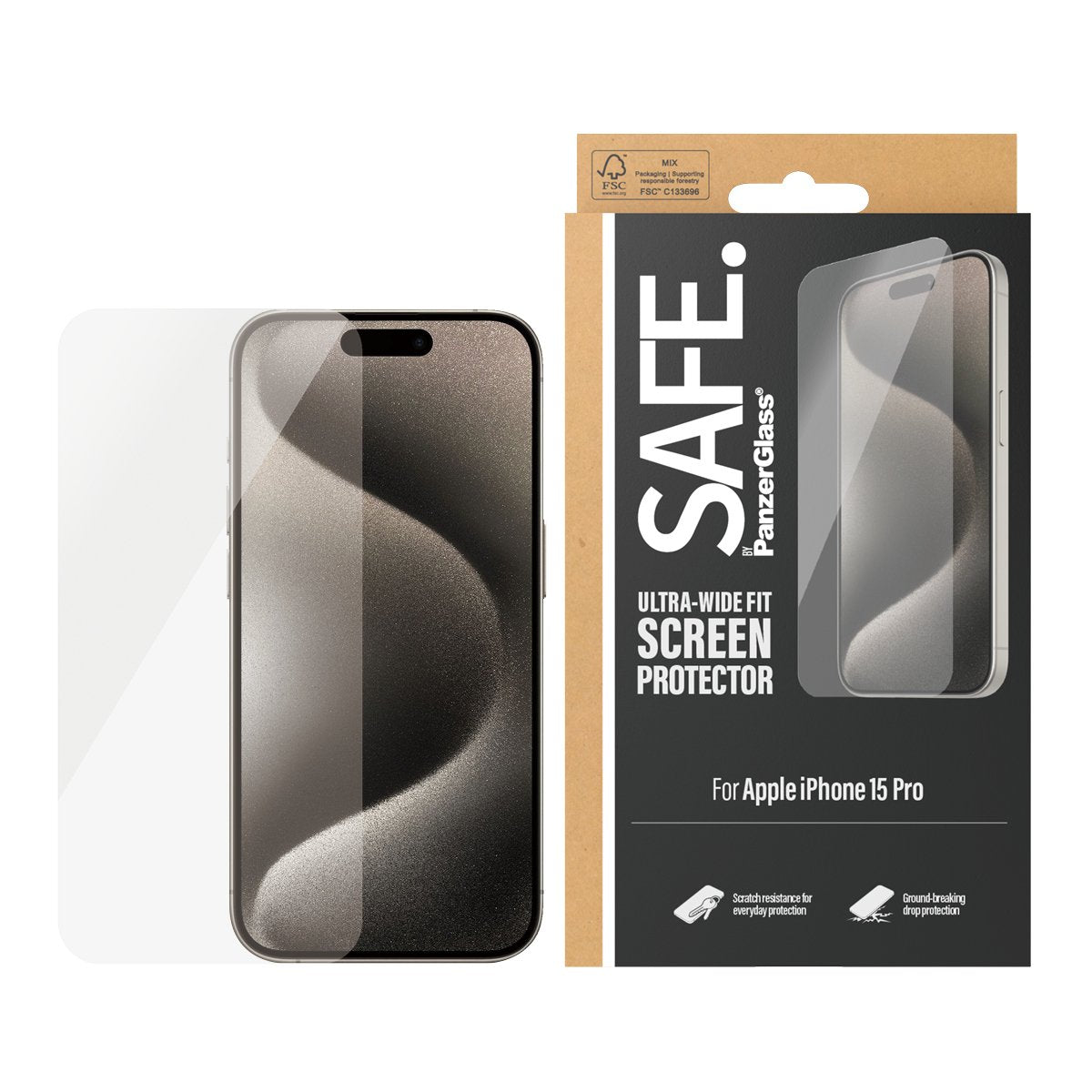 EAN 5711724955358 - PanzerGlass SAFE. by ® Screen Protector iPhone 15 Pro | Ultra-Wide Fit Protector de pantalla Apple 1 piez imagen 2
