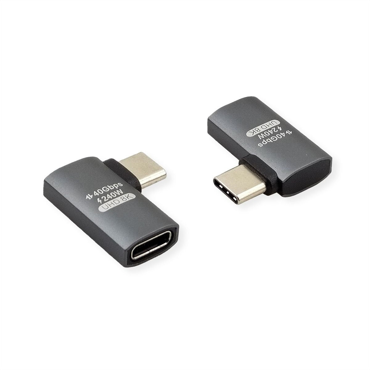 Roline Usb4 Gen 3x2 Adapter Typ C St Bu, Aluminium, 90, Flach, Silberfarben