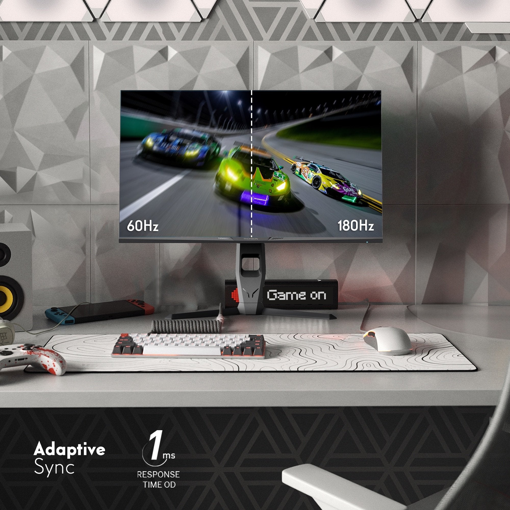 Monitor Thomson Gaming 27"Qhd 2560x1440 180hz 1ms 2*Hdmi/2*Dp Gris