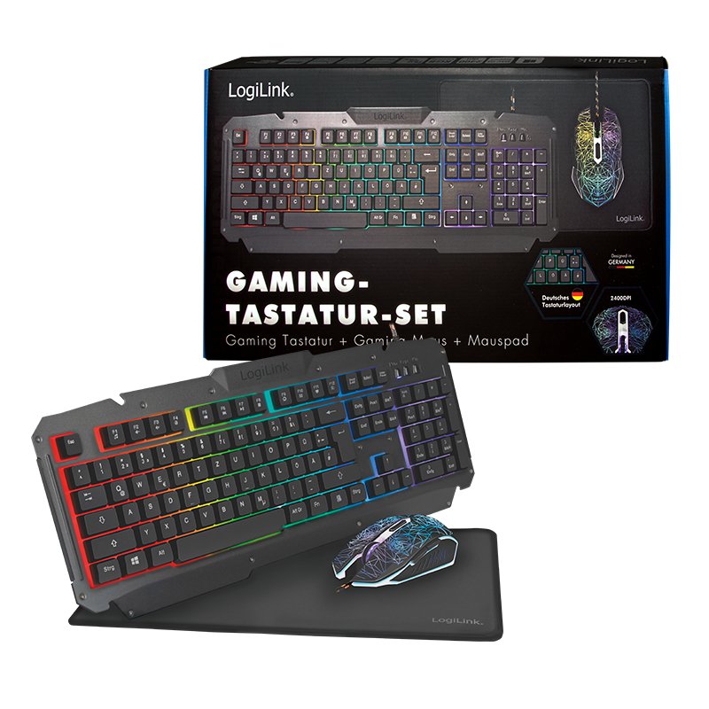 Teclado Aleman + Ratón Logilink Id0185 Usb Qwerty Negro