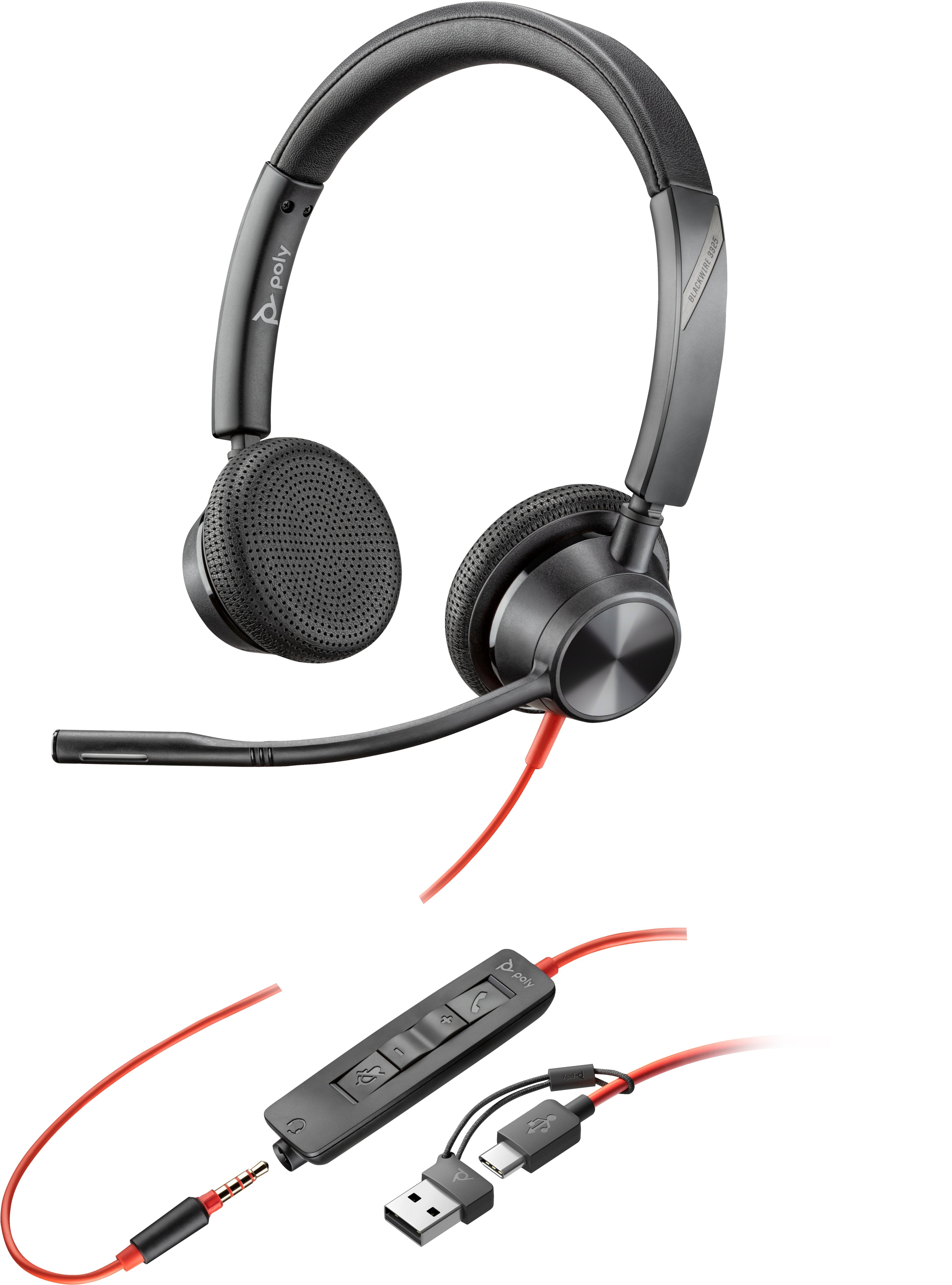 EAN 0197498429144 - Poly Blackwire 3325 Stereo USB-C Headset +3.5mm Plug +USB-C/A Adapter Alámbrico Diadema Oficina/Centro de imagen 5