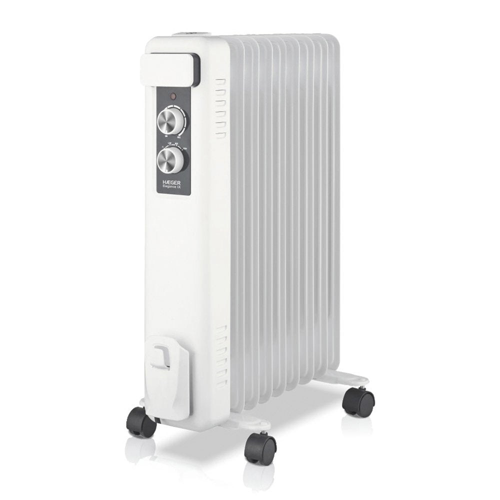 Radiador De Aceite Haeger Elegance Ix 9 Elementos Caloríficos 2000w 3 Niveles Calor Termostato Regulable Ruedas