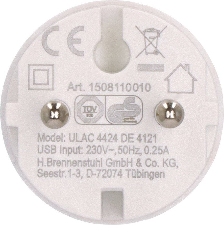 Brennenstuhl Usb-C Steckdosenadaptador, Usb-C Ladehembra 2,4 A, Max. 12,0 W, Blanco