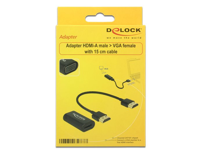 Delock Adaptador Hdmi-A Macho  Carcasa Metálica Vga Hembra Con Cabe De 15 Cm