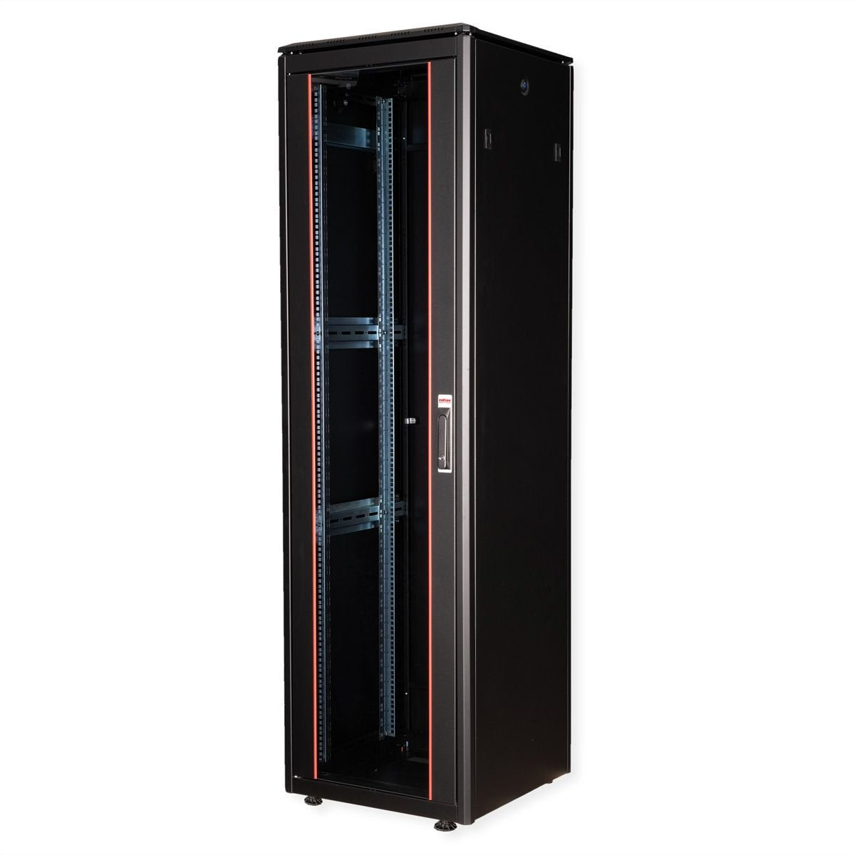 Roline 19-Zoll Netzwerkschrank Pro 42 He, 600x600 Bxt Glastr Schwarz