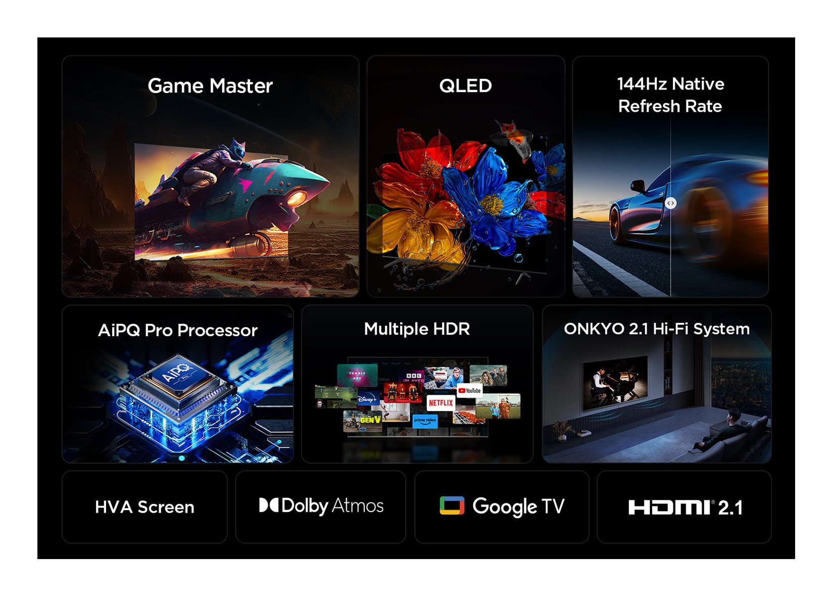 Televisor Tcl 98p8k Smart Tv 98" Qled Uhd 4k Hdr 144 Hz Negro