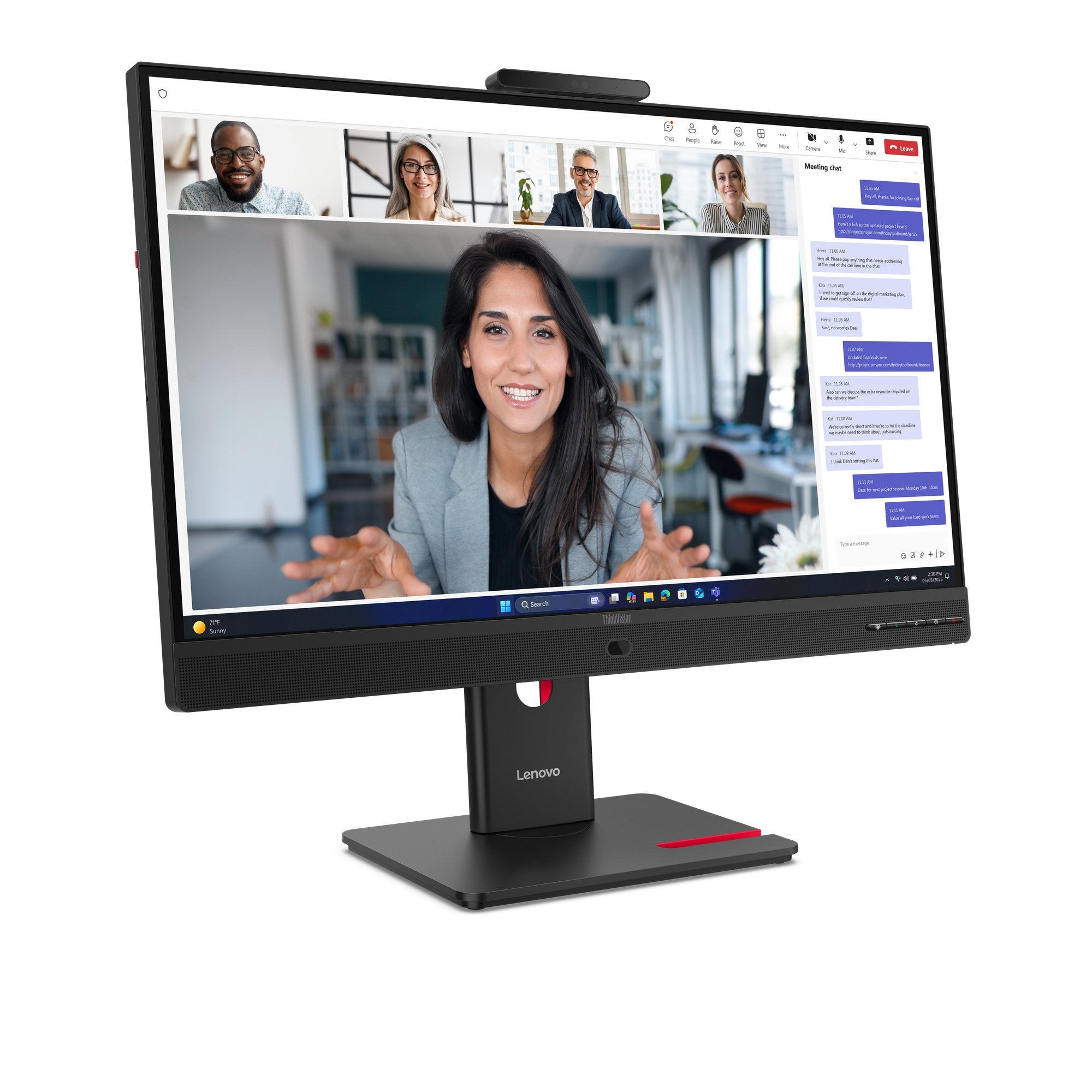 Monitor  Lenovo Thinkvision T24-4v Led 1920 X 1080 Full Hd (1080p) @ 120 Hz Ips 250 Cd/M² 1500:1 4 Ms Hdmi Vga Displayport Usb-C Altavoces Negro Eclipse