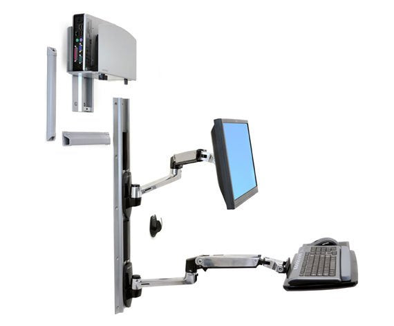 Ergotron Lx Wall Mount System Pared, Soporte De Pared Plateado/Negro, Pared, 13,4 Kg