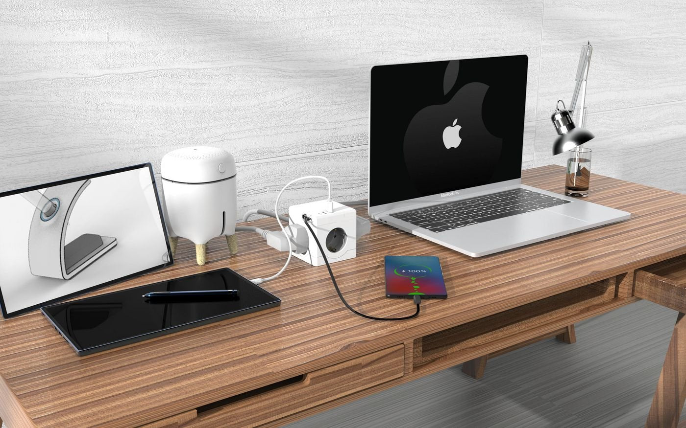 Powercube, 3 Schuko Outlets,  2 Usb A Ports, 1 Usb-C Port