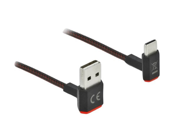 Delock Easy-Usb 2.0 Cable Typ-A Stecker Zu Easy-Usb Typ Micro-B Stecker Gewinkelt Oben   Unten 1,5 M Schwarz