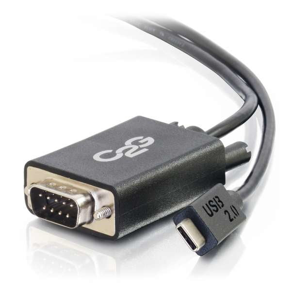 C2g Usb C To Db9 Serial Adapter Cable Usb C 2.0 M/M Cable Usb / Serie Db-9 (M) A Usb-C (M) Conector C Reversible Negro