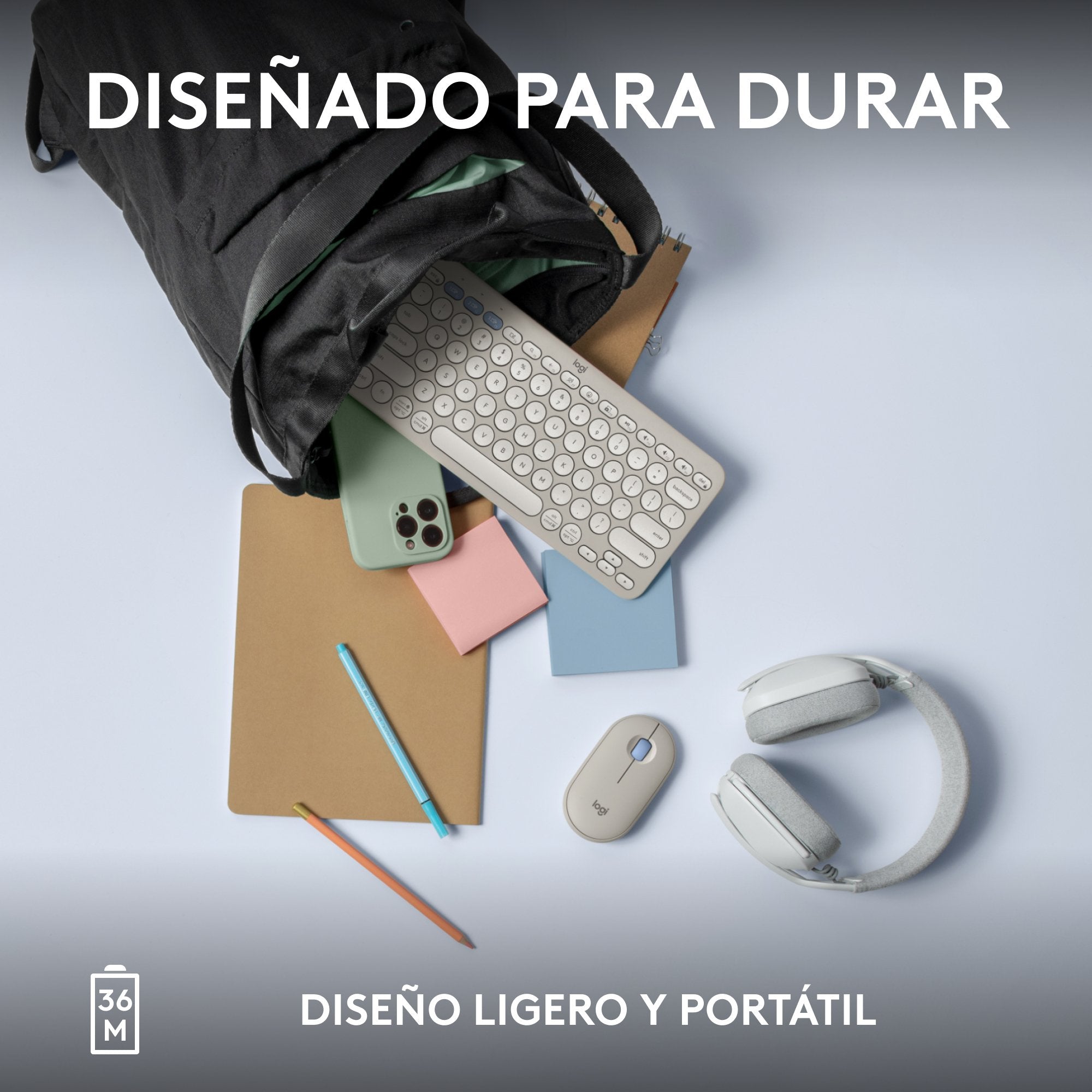 Teclado Logitech Pebble Keys 2 K380s Rf Wireless + Bluetooth Qwerty  Blanco Español